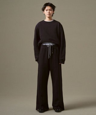 WEGO 【ウエストゴム】スウェットフレアパンツ ブラック