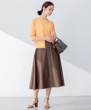 組曲 【5色展開・洗える】MINA半袖 カラーカーディガン オレンジ系