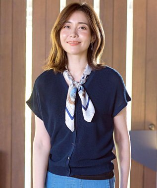 Tiaclasse 【洗える】リネンタッチカーディガン ネイビー
