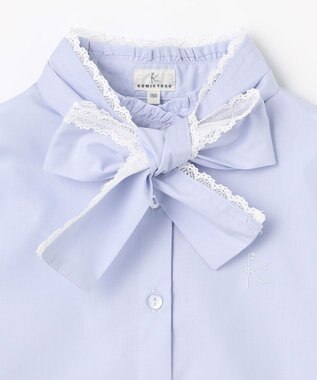 組曲 KIDS 【150-170㎝】 レースリボンタイブラウス サックスブルー