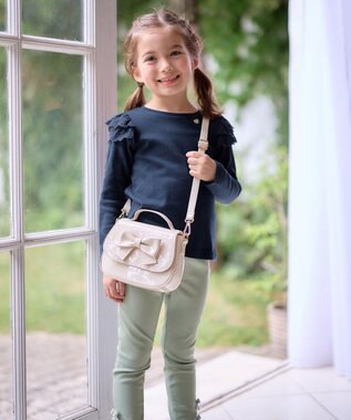 ANY KIDS 袖 レース ガーリー Ｔシャツ ネイビー