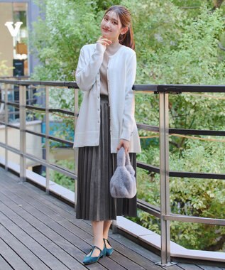 Tiaclasse 【新色追加】スエードポンチプリーツスカート チャコールグレー