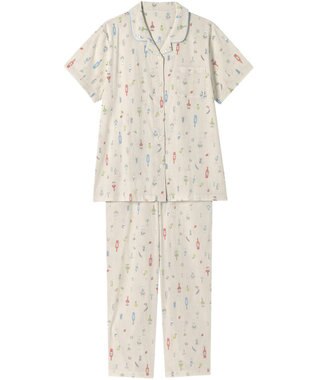 Wing パジャマ 綿100%(本体) 楊柳素材 高島ちぢみ（R） 3Lまで対応 大きいサイズ 5分袖 半袖 長ズボン レディース EP8047 ウイング／ワコール