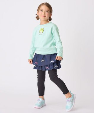 ANY KIDS 【すみっコぐらし】サガラ刺繍 長袖 Tシャツ エメラルドグリーン×ぺんぎん？