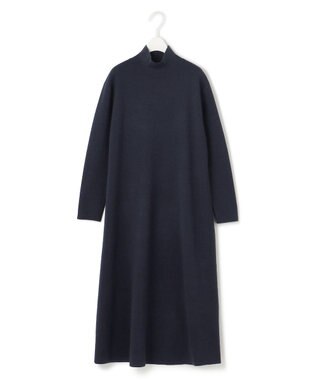 ICB L ウールブレンドスムース ハイネックワンピース ネイビー系