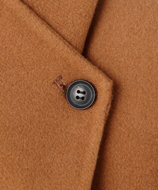 BEIGE， LEMOORE / ウールリバーフェイクレザーポケット付きコート Caramel