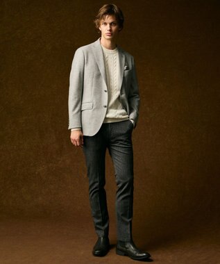 JOSEPH ABBOUD 【キングサイズ・ウエストも伸びる!オーガニックコットン使用】ムリネへリンボンストレッチ パンツ グレー系