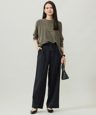 自由区 S 【カタログ掲載】ウールライクストレッチワイド パンツ ネイビー