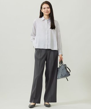 自由区 S 【カタログ掲載】ウールライクストレッチワイド パンツ チャコールグレー