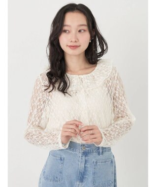 earth music&ecology ポコポコレースブラウス Ivory