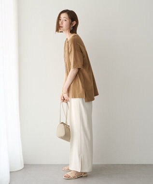 YECCA VECCA 【接触冷感】COOLスリットワイドパンツ Ivory