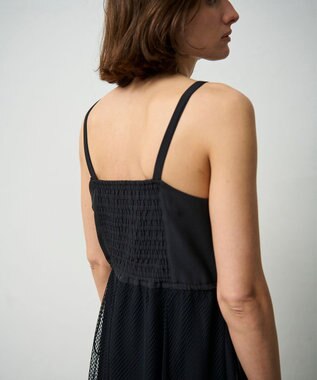 GRACE CONTINENTAL メッシュコンビキャミワンピース ブラック