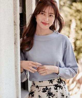 ANY SIS 【洗える】サイドケーブルカラー ニット アイスブルー