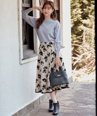 ANY SIS 【洗える】サイドケーブルカラー ニット アイスブルー