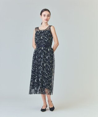 GRACE CONTINENTAL スペースembチュールドレス ブラック