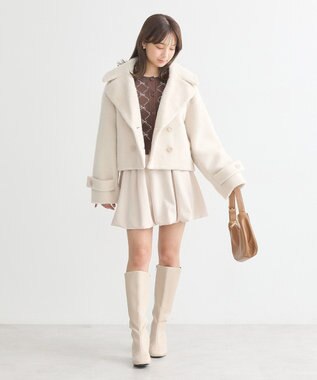 earth music&ecology シャギーショートコート Ivory