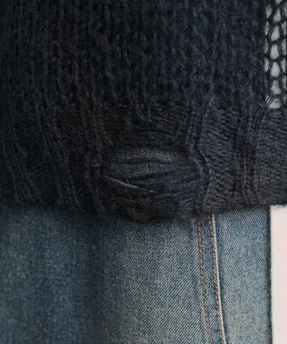 WEGO モヘアタッチボーダーBIGニット レッドボーダー