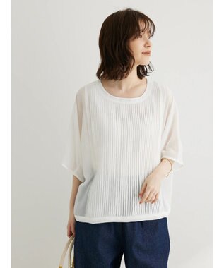 Green Parks ・ｆｕｒｒｙ　ｒａｔｅ　ピンタックボイルブラウス Off White