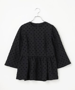#Newans 【洗濯機可】ジャガ―ドドットペプラムブラウス ブラック