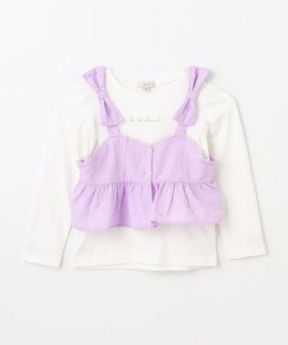 ANY KIDS キャミソール付き 長袖Tシャツ ラベンダー×オフホワイト