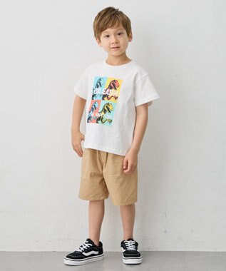 ANY KIDS 【洗濯機可能】恐竜プリント 半袖Tシャツ オフホワイト