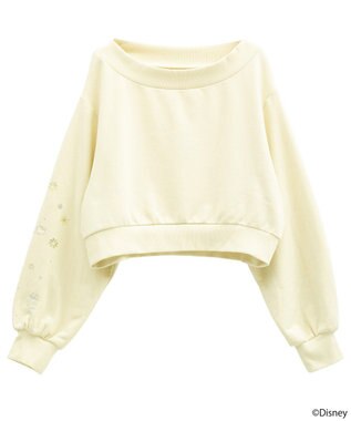 earth music&ecology 【予約】Disney/キラキラモチーフ刺繍オフショルスウェット アイボリー