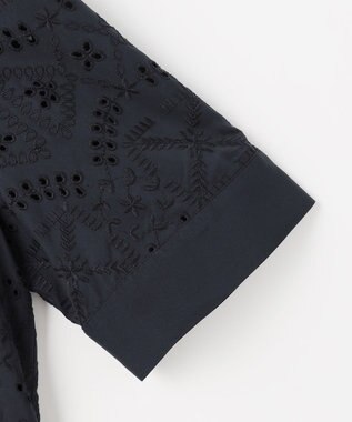 J.PRESS LADIES L 【一枚で着映え】エンブロイダリー ボクシーシャツ ネイビー系