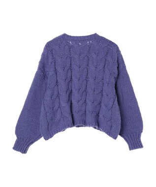 earth music&ecology ローゲージ手編み風ケーブルプルオーバー Blue