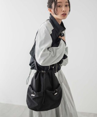 WEGO ナイロン巾着ショルダー ブラック