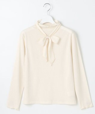 Feroux 【2WAY・洗える】リボンタイシアータートル カットソー ホワイト系