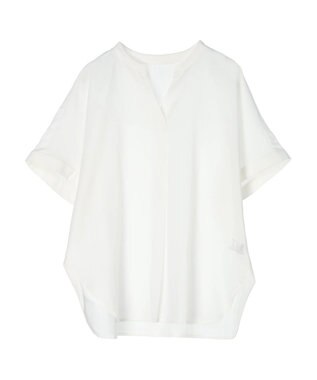 Green Parks 綿麻混フレンチスリーブスキッパーシャツ Off White