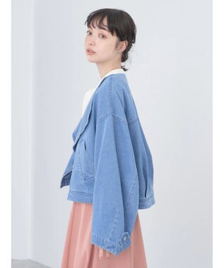 earth music&ecology ビッグカラーショートジャケット Light Indigo