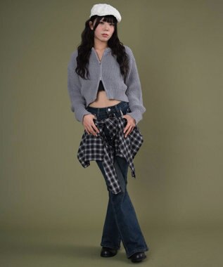 WEGO フェイクスリーブフレアデニム デニム中濃色