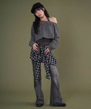 WEGO フェイクスリーブフレアデニム デニム中濃色