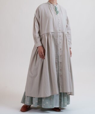 muuc 花刺繍モチーフのコットンローンワンピース グレー