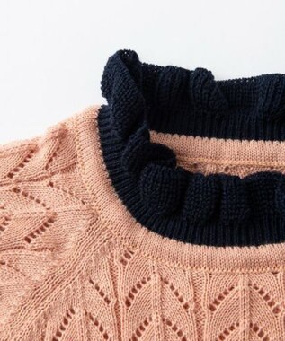 TRICOTE ヘリンボーン柄ロンパース 68PINKBEIGE