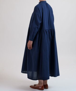 muuc 花刺繍モチーフのコットンローンワンピース ネイビー