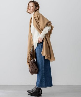 23区 ピュアカシミヤ フリンジ ストール キャメル系