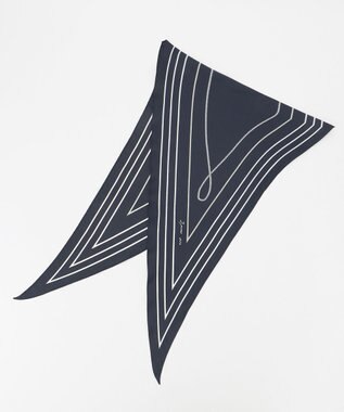 J.PRESS LADIES ストライプ プリント 剣先 スカーフ ネイビー系5