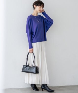 23区 【洗える/吊り干しOK】ヴィスコースストレッチ ドルマンスリーブ ニット ブルー系