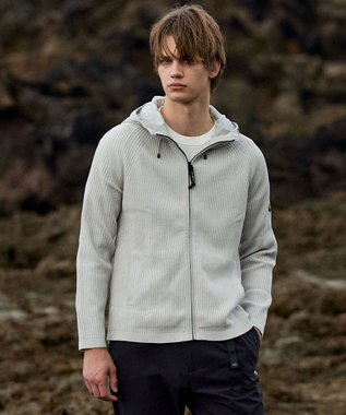 JOSEPH ABBOUD MOUNTAIN 【軽さ/ストレッチ】 CORDURA COTTON アウトドアニットパーカー ライトグレー系