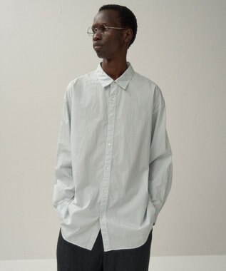 ATON COTTON LAWN | オーバーサイズシャツ - UNISEX NAVY