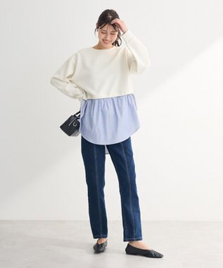 Green Parks ＧＵＭストレッチパネル切り替えデニムパンツ Indigo