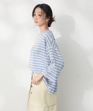 CRAFT STANDARD BOUTIQUE 【別注】BHPC/刺繍ワイドスリーブTEE Border Blue