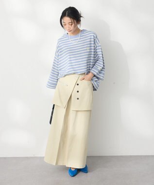 CRAFT STANDARD BOUTIQUE 【別注】BHPC/刺繍ワイドスリーブTEE Border Blue