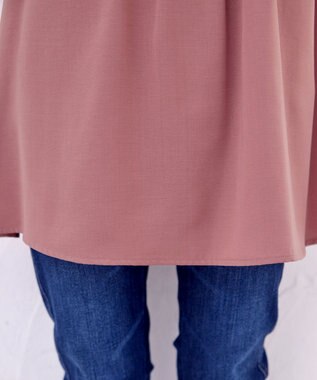 Tiaclasse L 【洗える】麻調ピンタックチュニックブラウス ピンク