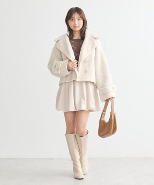 earth music&ecology シャギーショートコート Ivory