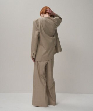 ATON WOOL SILK TWILL | タックレスワイドパンツ TOP BEIGE