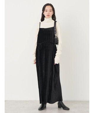 earth music&ecology ベロアプリーツキャミワンピース Black