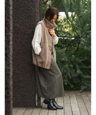 Green Parks ボアミドル丈ベスト Mocha